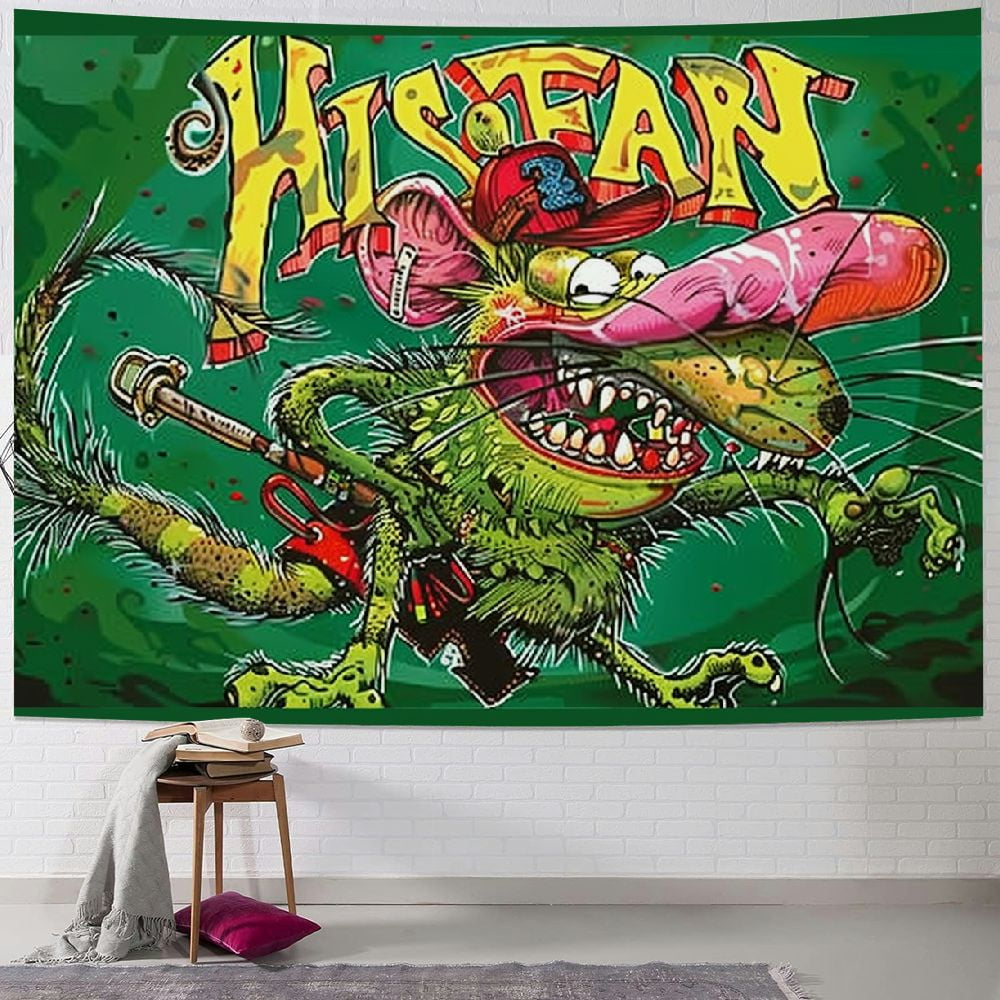 Sheronv Rat Fink Ed Roth Punk Art Tapestry Wall Hanging Unique Style  Graphic Tapestries for Home Decor Living Room Bedroom Dorm 50x40inch -  Walmart.com, image size:1000x1000