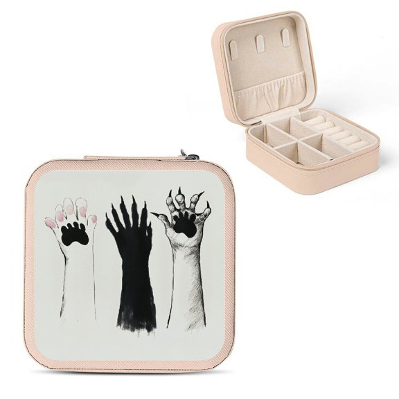 Sheronv Rock Paper Scissors Jewelry Box Travel Case for Necklace, Ring, Earring Organization Pink