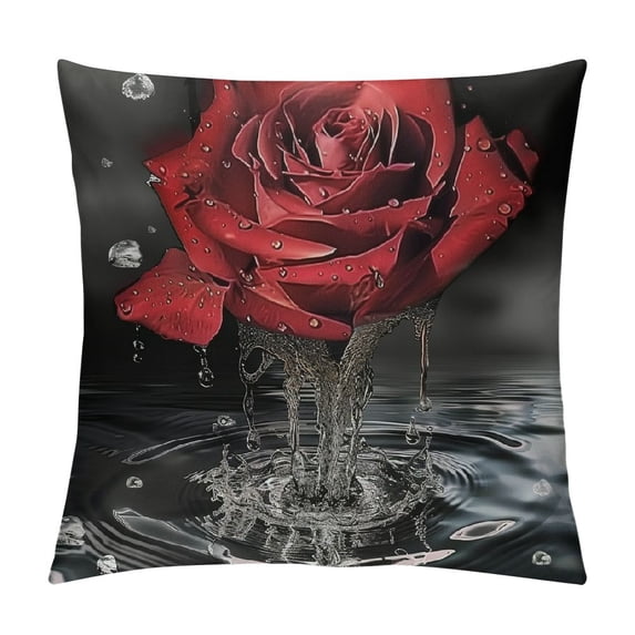 Sheronv Rose Graphic Decorative Throw Pillow Cover for Home Couch Living Room Bed Sofa - Aesthetic Decor, Short Plush Material, 1PC 22x22in