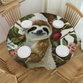 thumbnail image 1 of Sheronv Sloth Tree Branch Flowers Round Table Cover Stain Resistant Washable Indoor Outdoor Tablecloth Kitchen Dining Wedding Parties 100% Polyester Waterproof 54"-58, 1 of 8