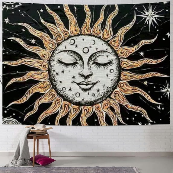 Sheronv Sun Moon Stars Tapestry Wall Hanging Unique Style Graphic Tapestries Home Wall Decor Art for Living Room Bedroom Apartment Farmhouse Dorm Decorations 50x40inch
