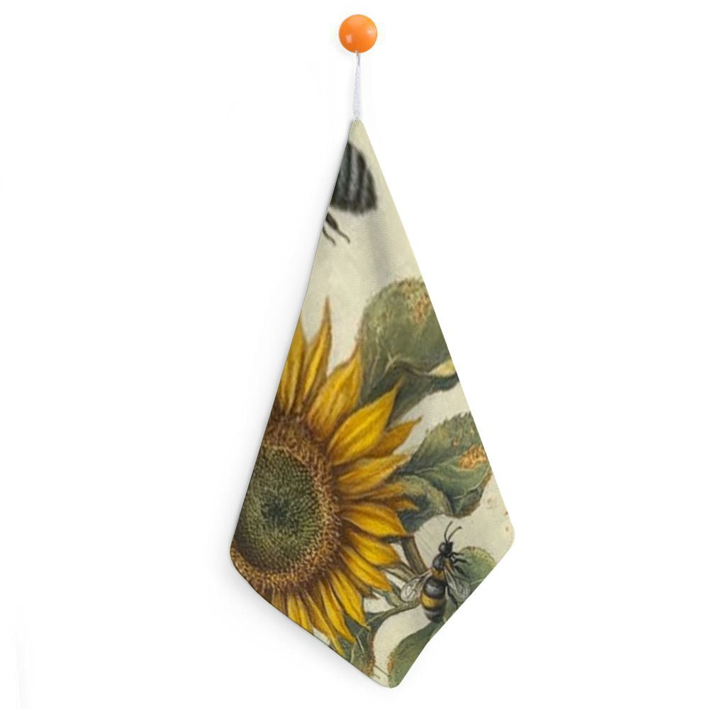 Sheronv Sunflower Bees QuickDry Hand Towels 11.8x11.8in Microfiber
