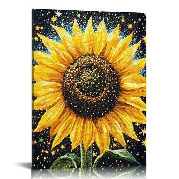 Sheronv Sunflower Stars Pointillism Fine Art Aesthetic Poster & Print Wall Painting for Living Room Bedroom Home Office Decor 16x20 in