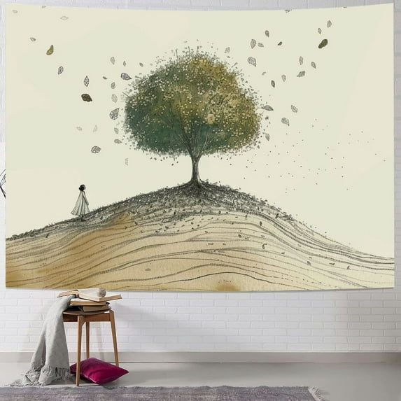 Sheronv Tree Hill Person Tapestry Wall Hanging Unique Style Graphic Tapestries Home Wall Decor Art for Living Room Bedroom Apartment Farmhouse Dorm 40x60inch