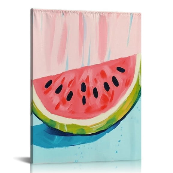 Sheronv Watermelon Slice Fine Art Aesthetic Canvas Print Wall Painting for Home Office Decor 12x16 in