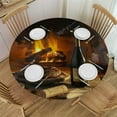 thumbnail image 1 of Sheronv Wine Fireplace Table Round Table Cover Stain Resistant Washable Indoor Outdoor Tablecloth Kitchen Dining Wedding Parties 100% Polyester Fiber 31"-35, 1 of 8