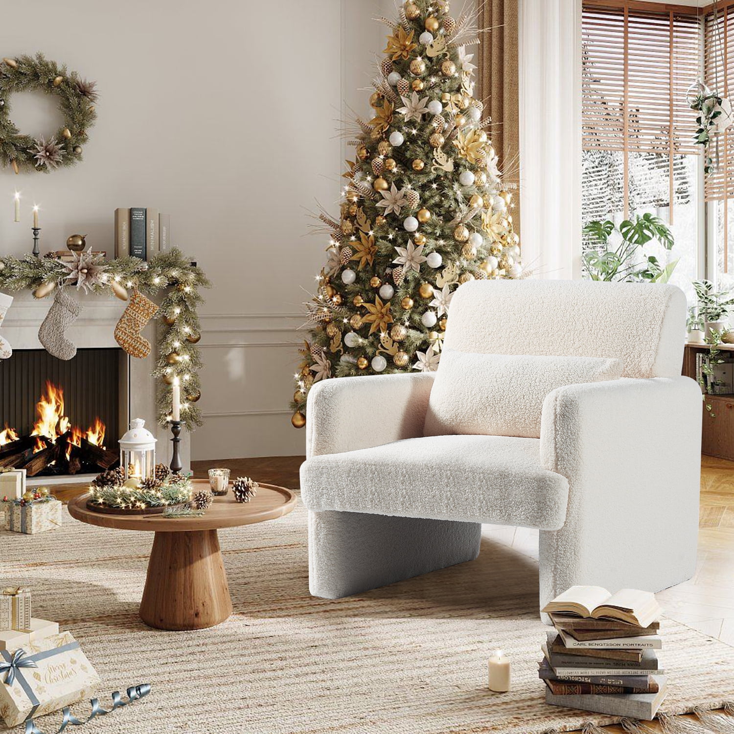 Youdao Fluffy Sherpa Accent Chair, Modern Decorative Furniture