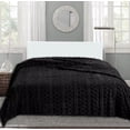 thumbnail image 1 of Sherpa Black Embossed Throw Plush Cozy Super Soft Bed Blanket, 1 of 5