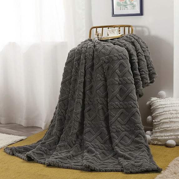 Sherpa Blanket - 3D Pattern Design Throw Blanket for Sofa Couch, Bed, Warm Super Soft Cozy Microfiber Fleece Blanket for Living Room, Throw 39”x59”