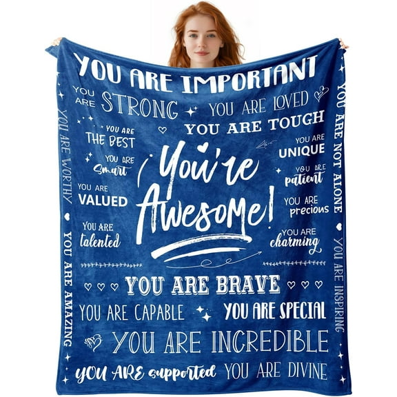 Sherpa Blanket Gift for Women Man Get Well Gifts - You are Awesome 50" x 60" SherpaThrow Blanket - Inspirational Gift for Her Him Thinking of You Friendship Feel Better After Surgery Gifts