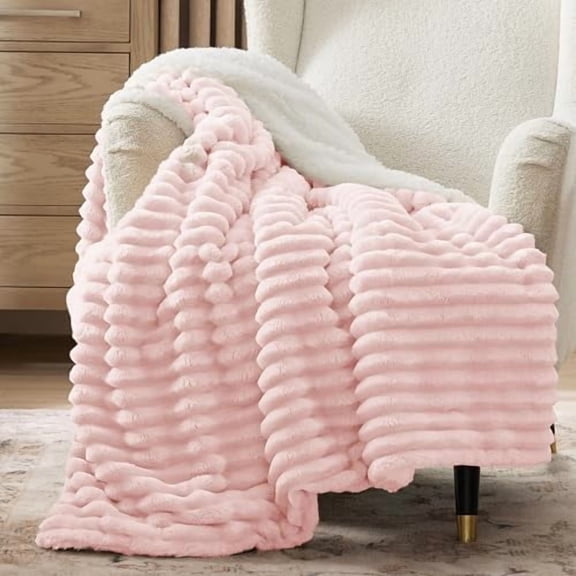 Sherpa Blanket Twin Size for Couch - Super Soft, Cozy Fleece Thick Warm Blanket for Winter, GentleSoft Plush & Fluffy Throw Gift for Women, Home Room Decor, Pink, 60x80 Inches