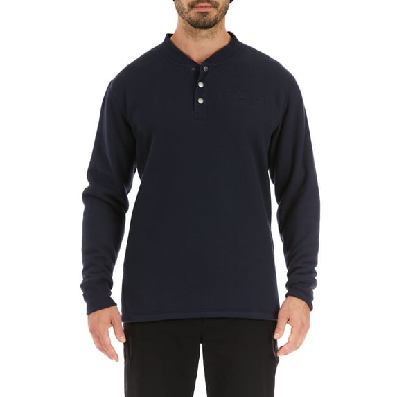 Sherpa-Bonded Thermal Knit Henley Pullover