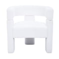 thumbnail image 1 of Sherpa Boucle Accent Chair, Mid Century Modern Dining Room Chair, Comfy Upholstered Side Armchair Cute Barrel Side Chairs with 3 Legs for Bedroom/Kitchen/Living/Balcony/Reception, White, 1 of 8