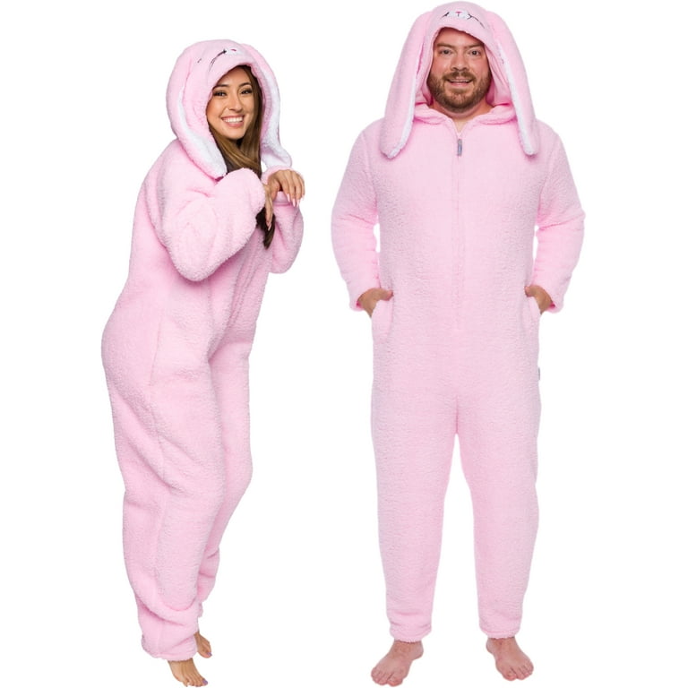 Sherpa Bunny Rabbit One Piece Plush Adult Animal Costume