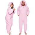 thumbnail image 1 of Sherpa Bunny Rabbit One Piece - Plush Adult Animal Costume Jumpsuit by FUNZIEZ! (Pink, Medium), 1 of 2