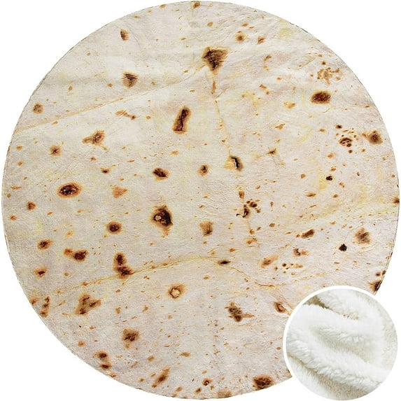 Sherpa Burritos Giant Flour Tortilla Throw Blanket, Novelty Tortilla Throw Blanket for Your Family, Soft and Warm Sherpa Taco Blanket. (Beige Sherpa, 60 inches)