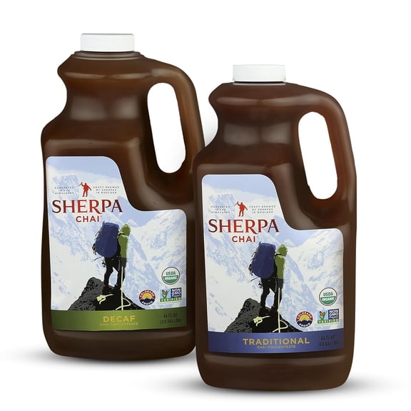 Sherpa Chai Tea Concentrate - Flavours: Traditional & Decaf - Hand Crafted Black Tea Concentrate - Authentic Chai Recipe Brewed by Nepali Sherpas