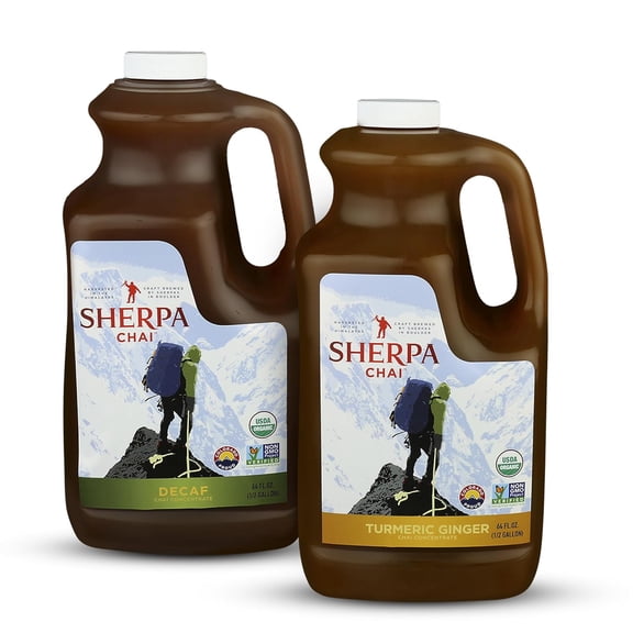 Sherpa Chai Tea Concentrate - Flavours: Turmeric Ginger & Decaf- Hand Crafted Black Tea Concentrate - Authentic Chai Recipe Brewed by Nepali Sherpas