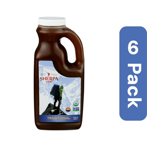 Sherpa Chai Traditional Chai Tea Concentrate 32 oz (Pack of 6)