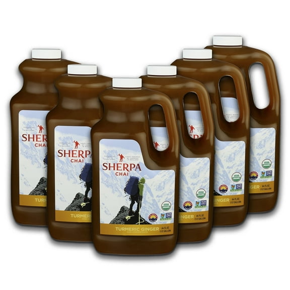 Sherpa Chai Turmeric Ginger Organic Chai Tea Concentrate, 384 oz - Himalayan Black Tea, Non-GMO, Authentic Recipe by Nepali Sherpas - Gift for Tea Lovers.