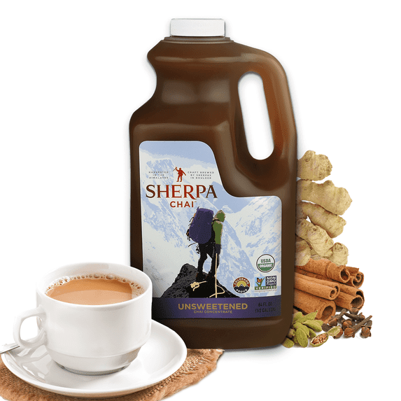 Sherpa Chai Unsweetened Chai Tea Concentrate - Hand Crafted Black Tea Concentrate with Traditional Non-GMO Ingredients - Authentic Chai Recipe Brewed by Nepali Sherpas - Chai Tea Gift for Tea Lovers
