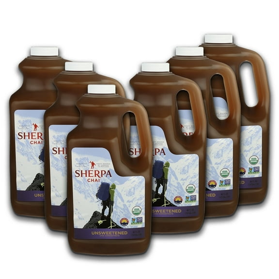 Sherpa Chai Unsweetened Organic Chai Tea Concentrate, 384 oz - Himalayan Black Tea Concentrate w/Freshly Pressed Ginger - Authentic Recipe Brewed by Nepali Sherpas - Chai Tea Gift for Tea Lovers