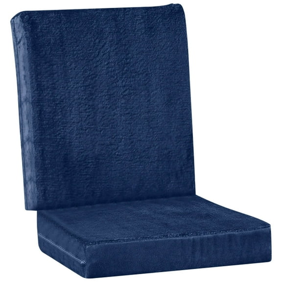 Sherpa Covered Gel Cushion for Back and Seat, Crafted with Soft Memory Foam, Home Improvement - Navy Blue Design, Cushion Measures 35 3/8" Wide x 15 3/4" Long x 3 1/2" High
