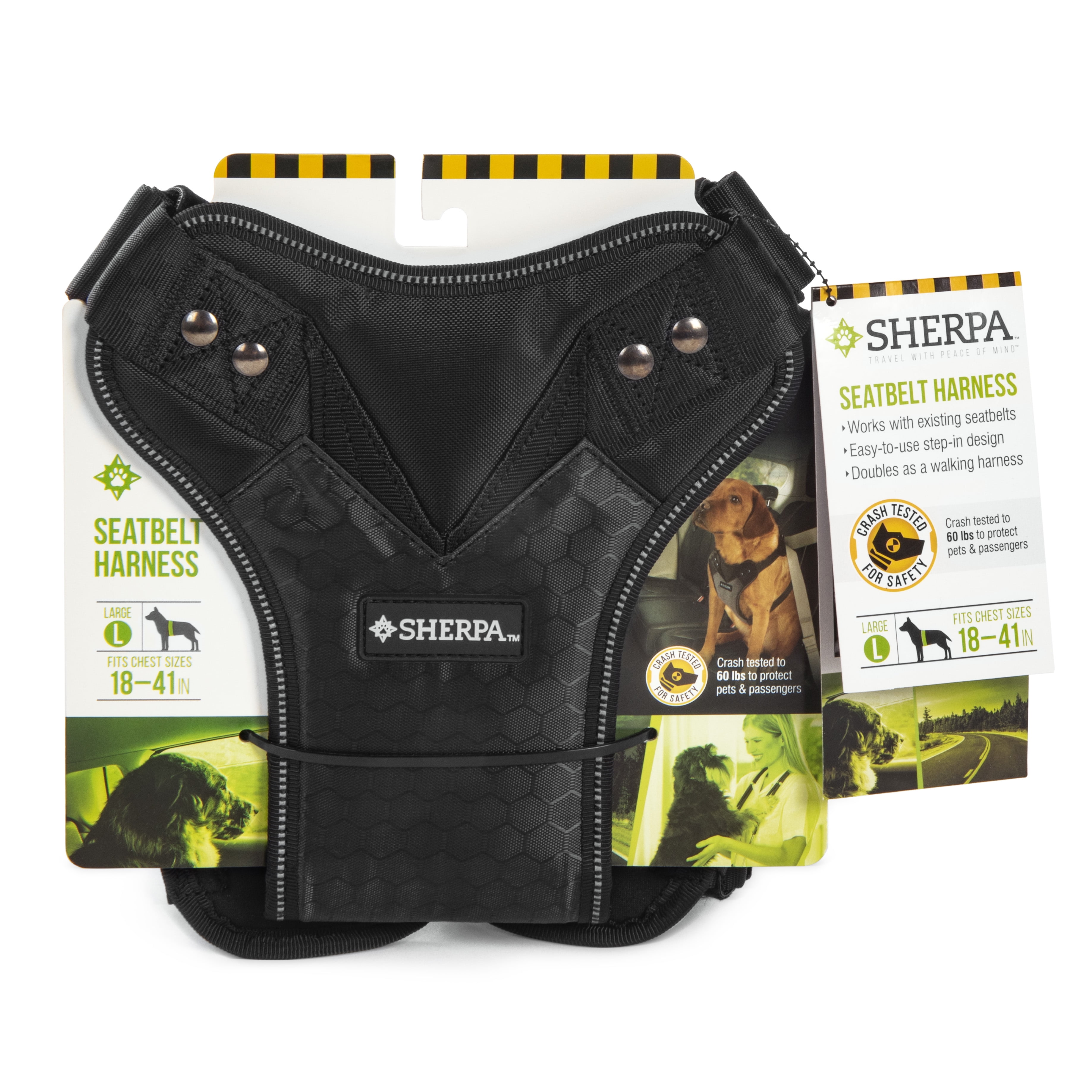 Sherpa Crash Tested Seatbelt Safety Harness Black Large
