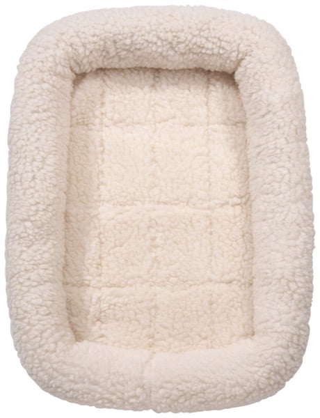 Sherpa Crate Dog Beds Soft Plush Comfortable Bolster Sides (Medium/Large,Natural)