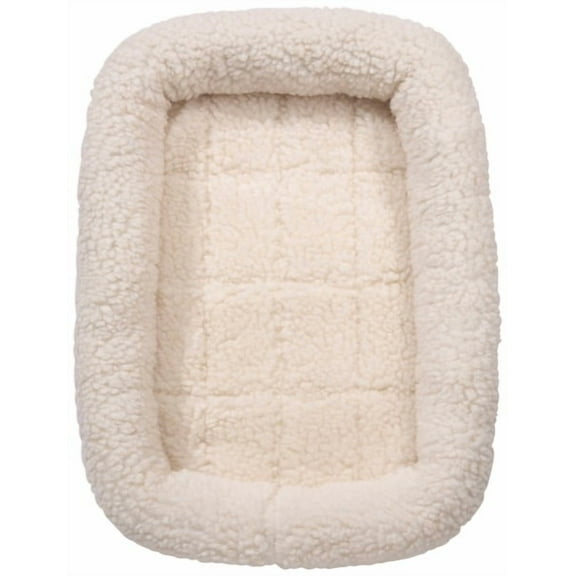 Sherpa Crate Dog Beds Soft Plush Comfortable Bolster Sides (Medium,Natural)