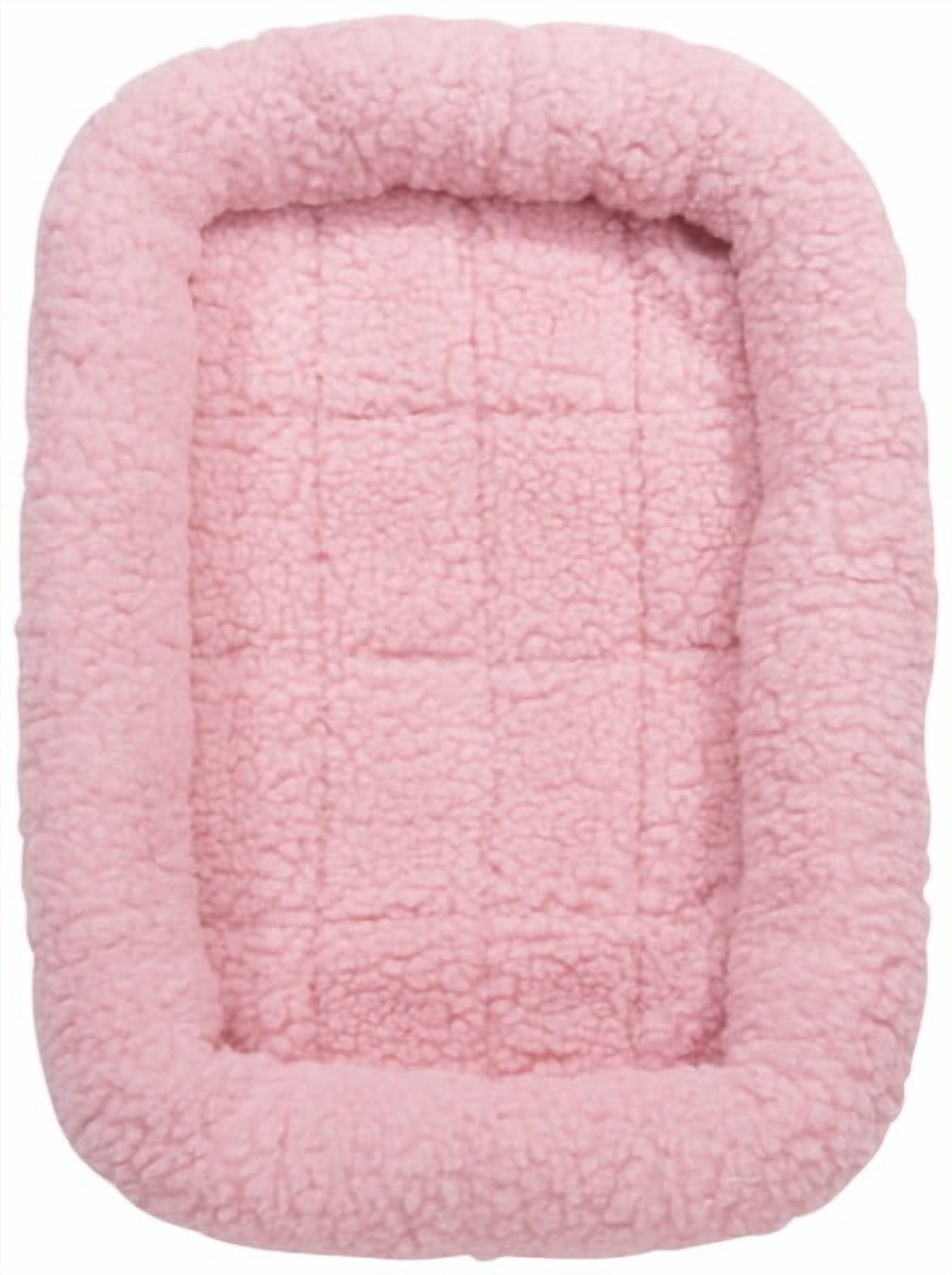 Sherpa Crate Dog Beds Soft Plush Comfortable Bolster Sides (Small,Baby Pink)