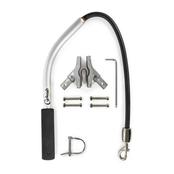 Sherpa, Cycleash Dog Bike Leash, Extra-Strong, Lightweight, Secure, Universal, with Double Clamp and Shockless TPR Technology, Silver