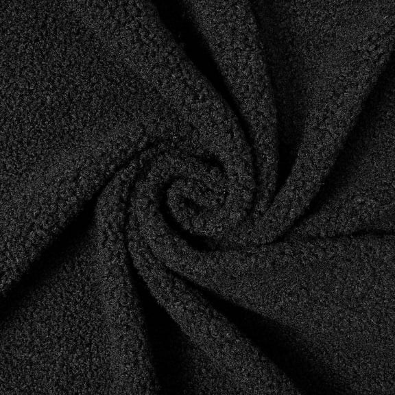 Sherpa Faux Fur Fleece 68/69 Inch Insulating Abrasion Resistant 280 GSM Fabric By The Yard - For Apparel, Accessories, & Décor - Black (1 Yard)