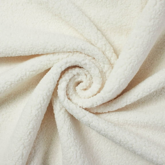 Sherpa Faux Fur Fleece W/ Backing 56/57 Inch Insulating Abrasion Resistant 380 GSM Fabric By The Yard - For Apparel, Accessories, & Décor - White (1 Yard)