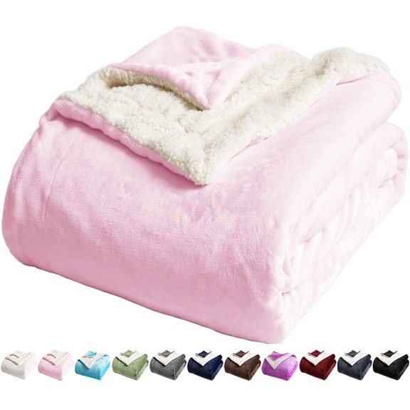Sherpa Fleece Bed Blanket King Size,Super Soft Fuzzy Plush Warm Cozy Fluffy Microfiber Couch Throw Velvet Double Reversible Luxurious Blankets (Pink, King(90x104 Inches)