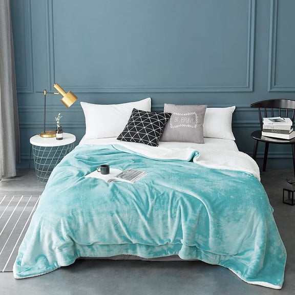 Sherpa Fleece Bed Blanket King Size,Super Soft Fuzzy Plush Warm Cozy Fluffy Microfiber Couch Throw Velvet Double Reversible Luxurious Blankets (Turquoise, King(90x104 Inches))