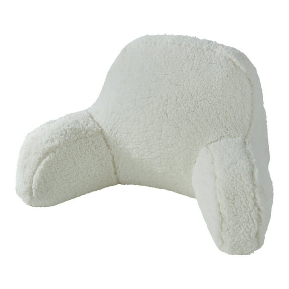 Sherpa Fleece Bed Rest Pillow with Removable Cover, Snow