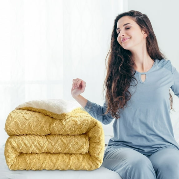 Sherpa Fleece Blanket 53x78 Inches - Plush Velvet Flannel Bed Blanket Heavy Weight for Winter, Soft Warm Breathable and Machine Washable Throw