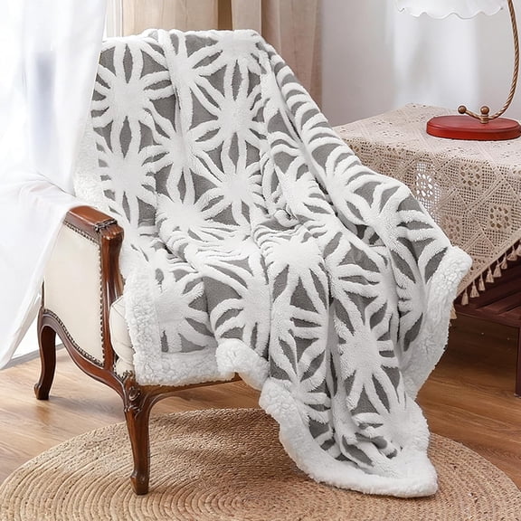 Sherpa Fleece Blanket Fuzzy Soft Bed Blanket Dual Sided Throw Blanket fit Couch Sofa (Grey,51x63)