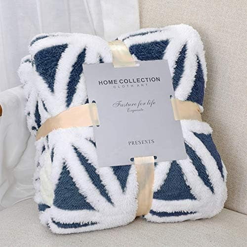 Sherpa Fleece Blanket Fuzzy Soft Throw Blanket Dual Sided Blanket for Couch Sofa Bed (Navy, 51"x63")