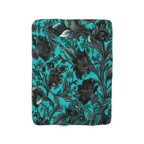 Sherpa Fleece Blanket, Jacobean Pattern