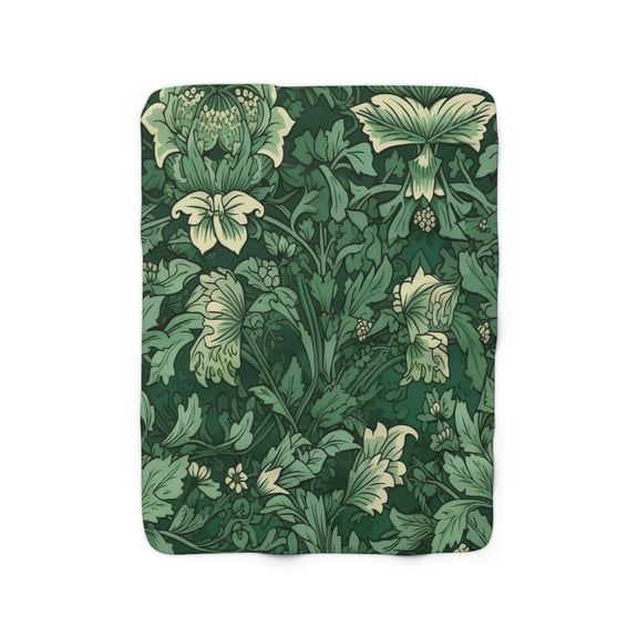 Sherpa Fleece Blanket, Jacobean Pattern