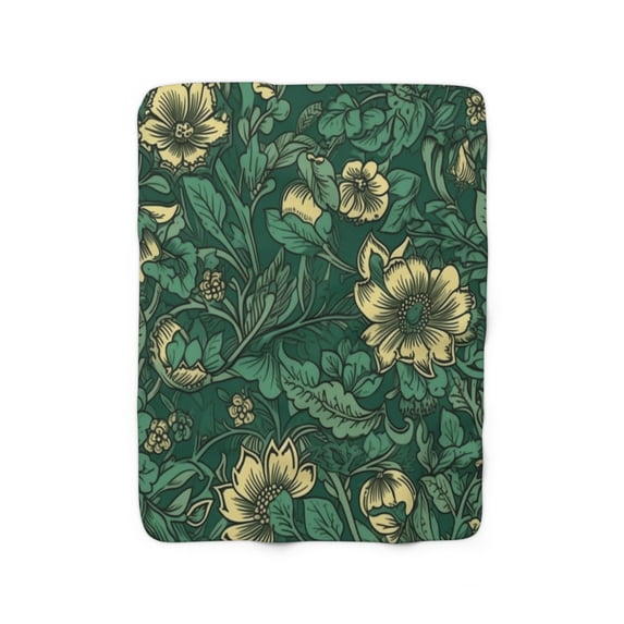 Sherpa Fleece Blanket, Jacobean Pattern