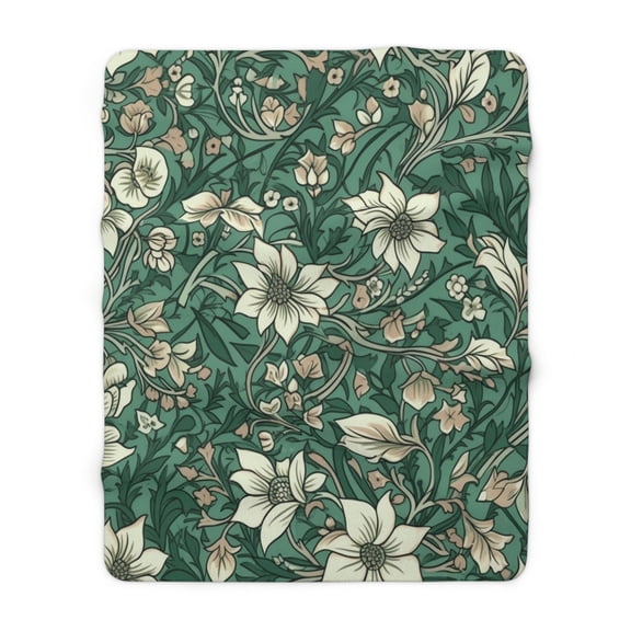 Sherpa Fleece Blanket, Jacobean Pattern