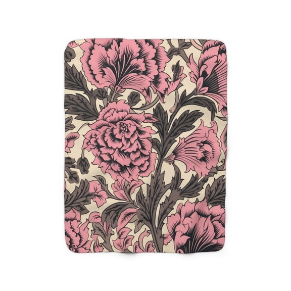 Sherpa Fleece Blanket, Jacobean Pattern