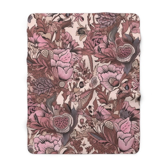 Sherpa Fleece Blanket, Jacobean Pattern