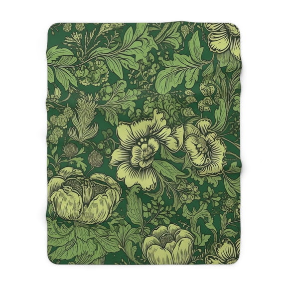 Sherpa Fleece Blanket, Jacobean Pattern