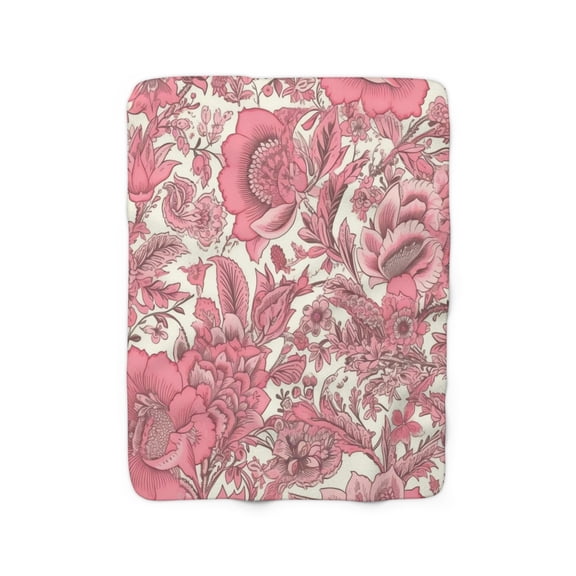 Sherpa Fleece Blanket, Jacobean Pattern