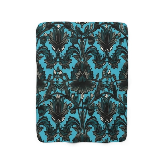 Sherpa Fleece Blanket, Jacobean Pattern