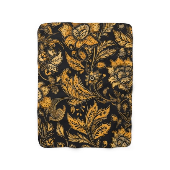 Sherpa Fleece Blanket, Jacobean Pattern